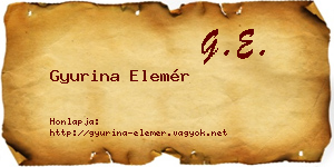 Gyurina Elemér névjegykártya